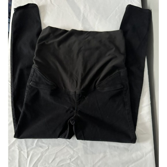 H & M MATERNITY Black Mama Skinny Jeans Size M Cotton Blend 29” In Seam EUC - Picture 1 of 6